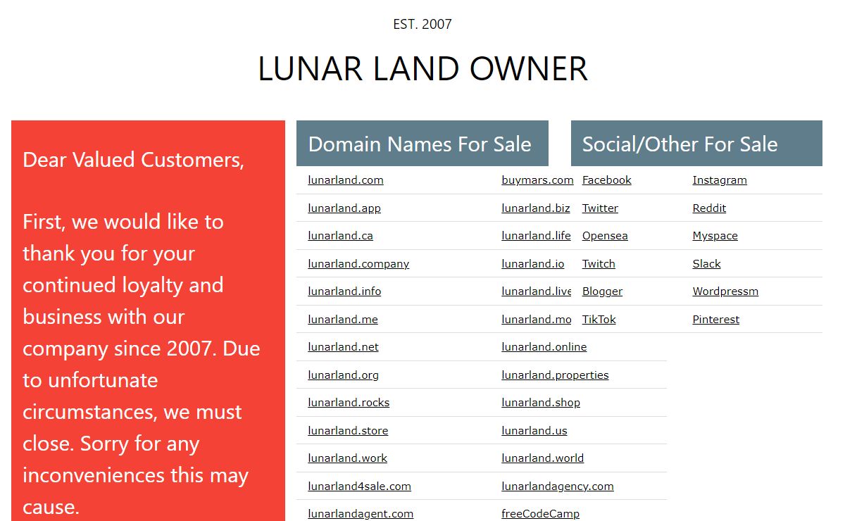 Lunar Land Owner
