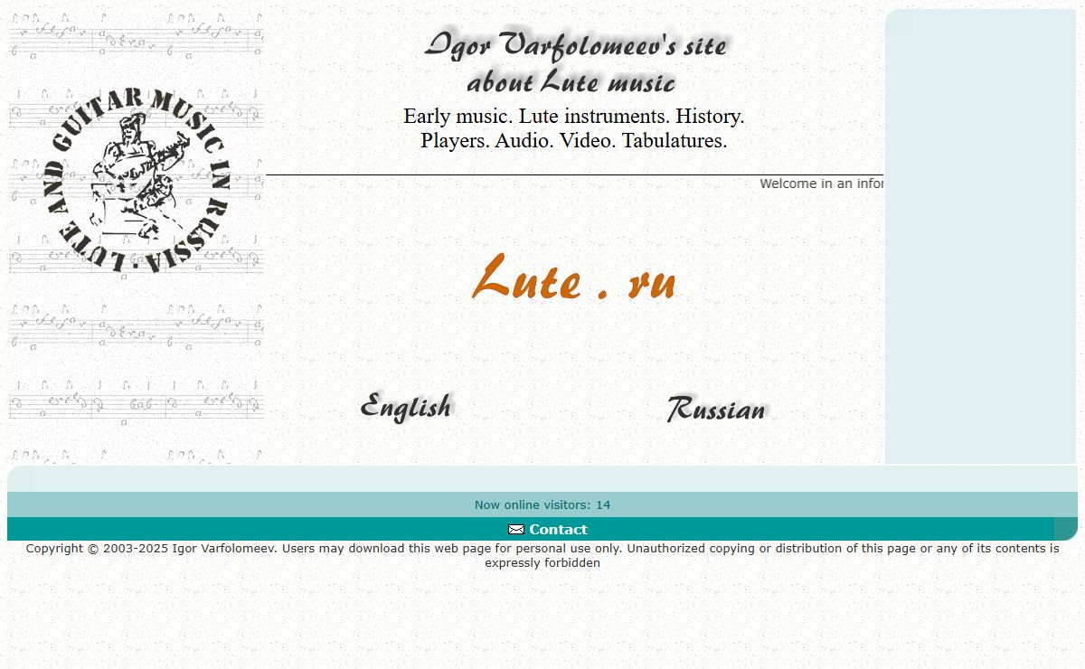 LUTE.RU About lute music