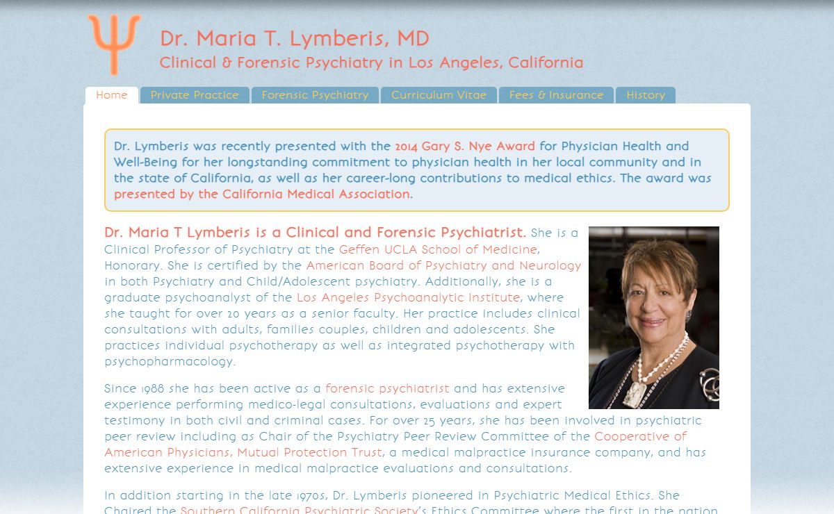 Los Angeles Forensic Psychiatry, Expert Witness and Clinical Psychiatry :: Dr. Maria T. Lymberis MD