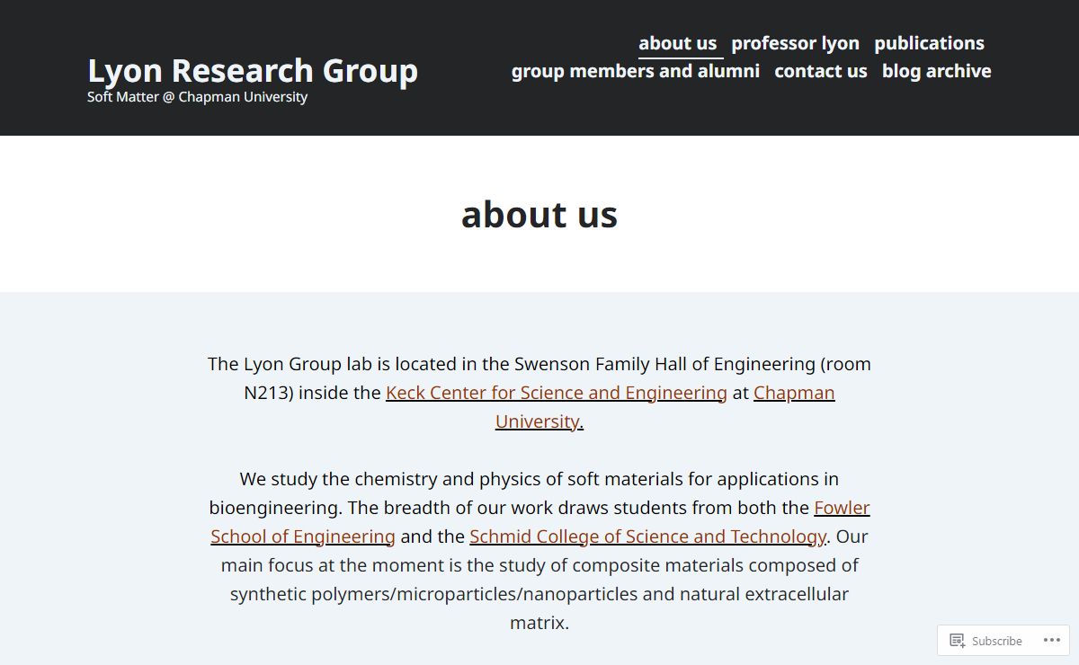 Lyon Research Group – Soft Matter @ Chapman University