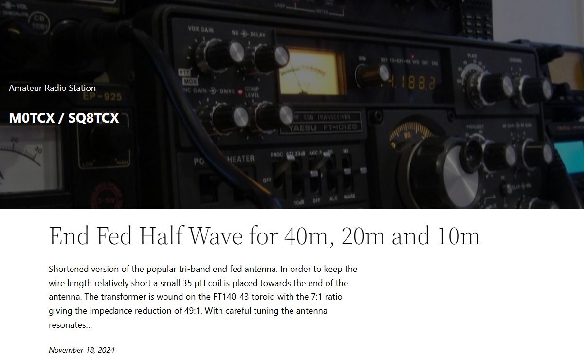 M0TCX / SQ8TCX – Amateur Radio Station