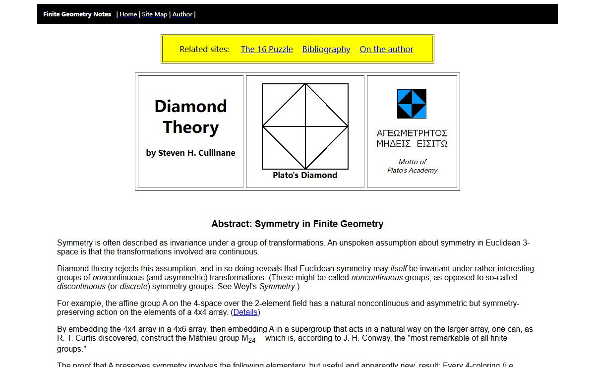 Diamond Theory: Symmetry in Binary Spaces