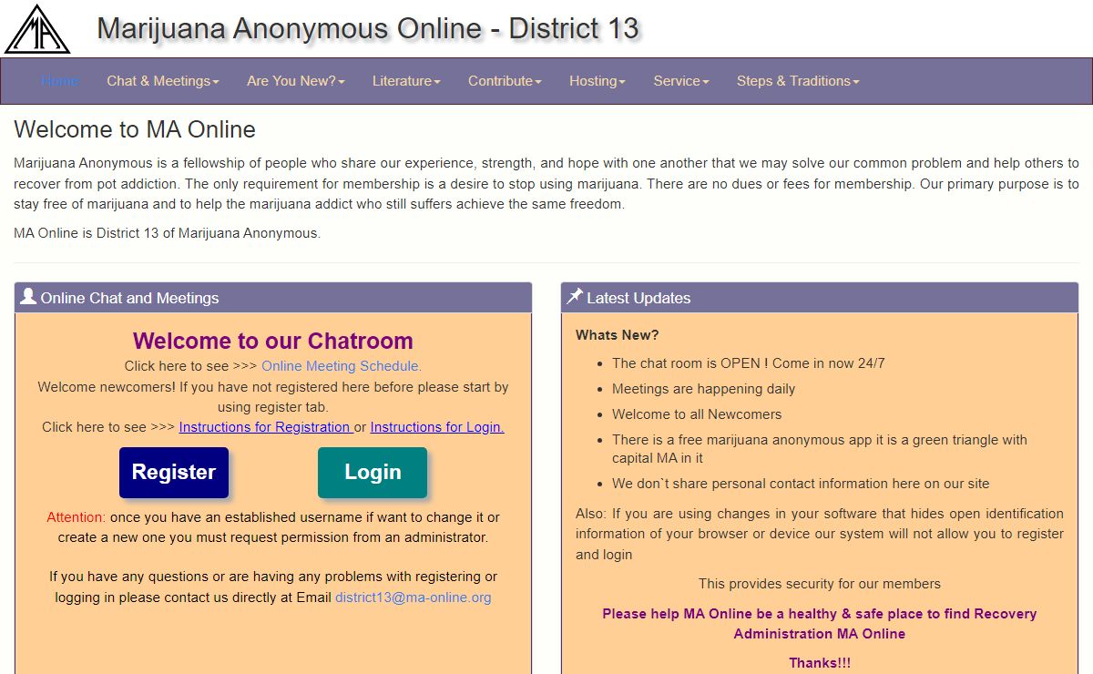 Marijuana Anonymous Online: District 13 of MAWS: Home Page