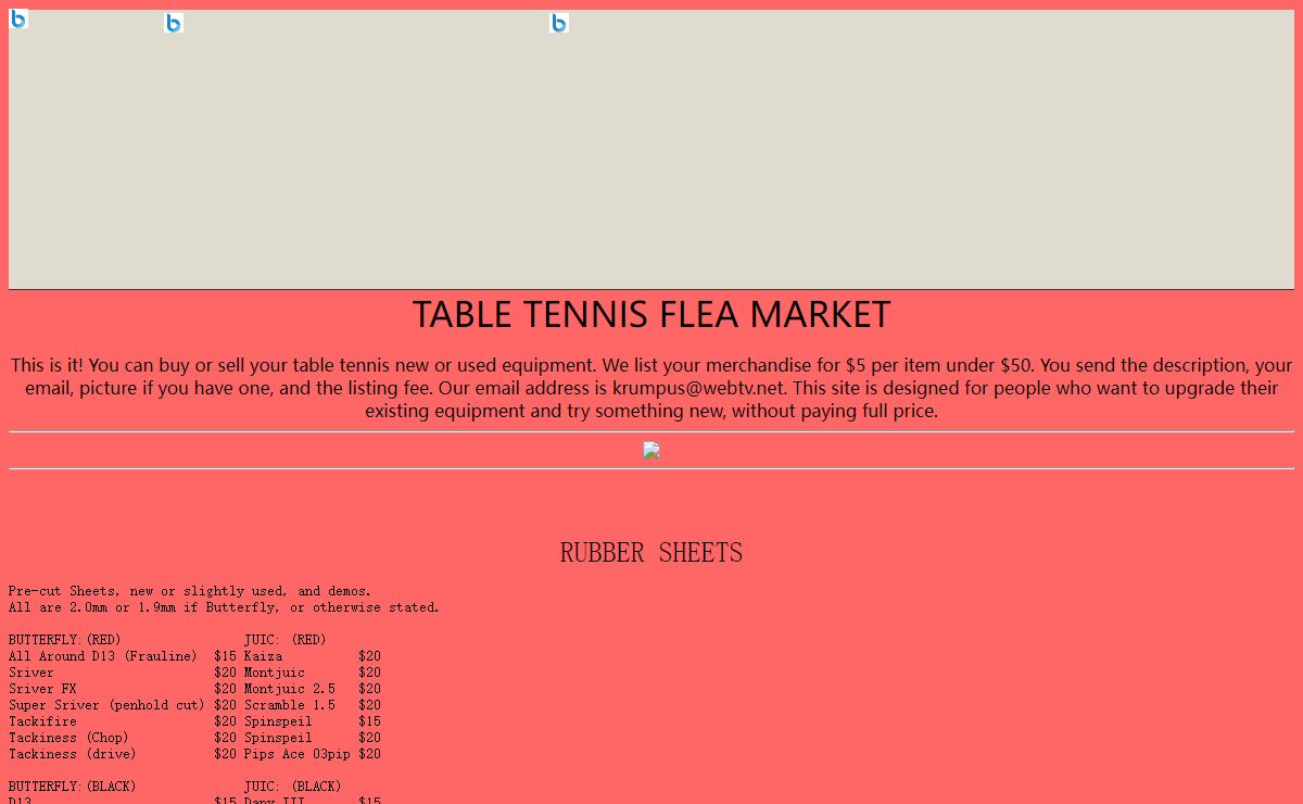 TABLE TENNIS FLEA MARKET