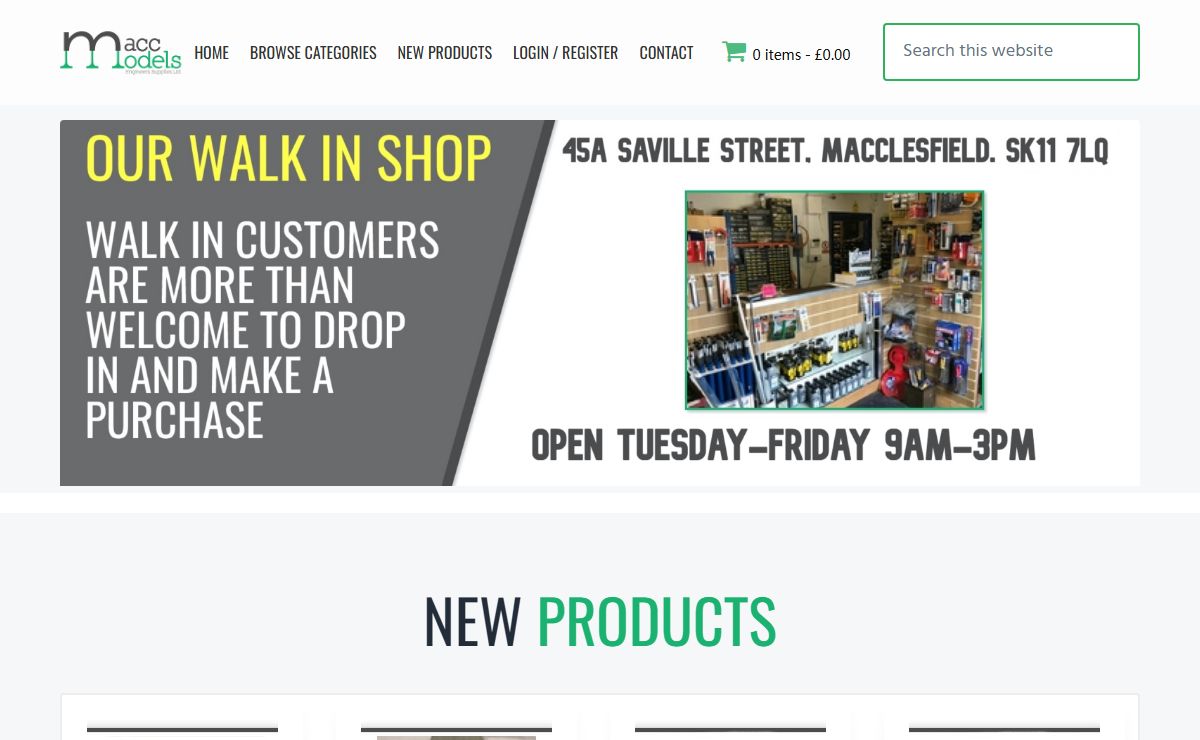 Macc Models – Suppliers of model engineering materials and steam fittings.