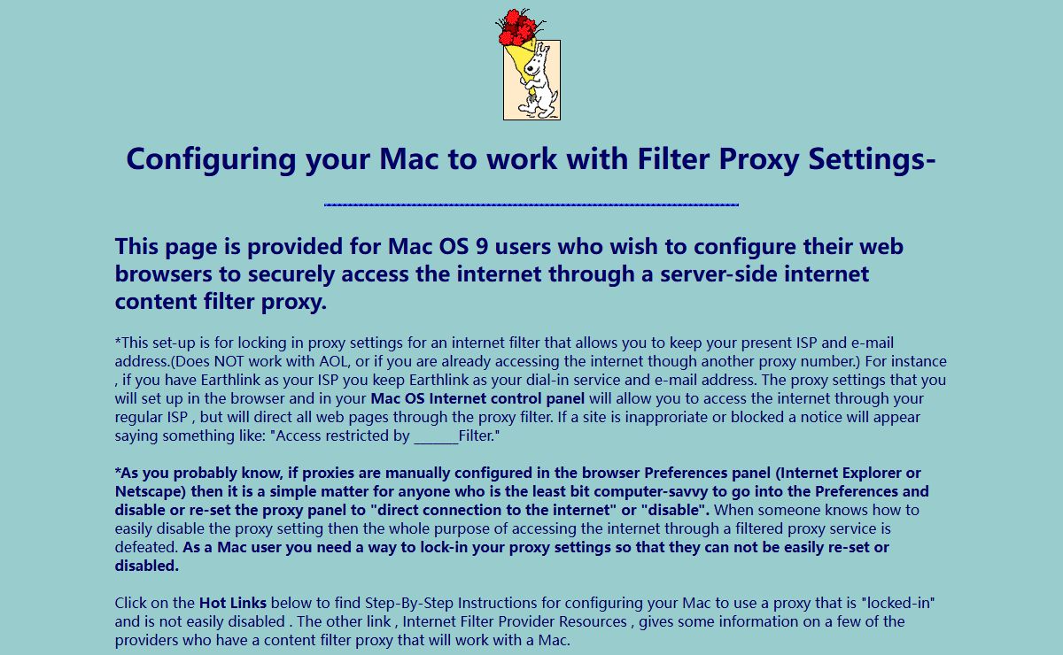 Configuring your Mac to work with Filter Proxy Settings-