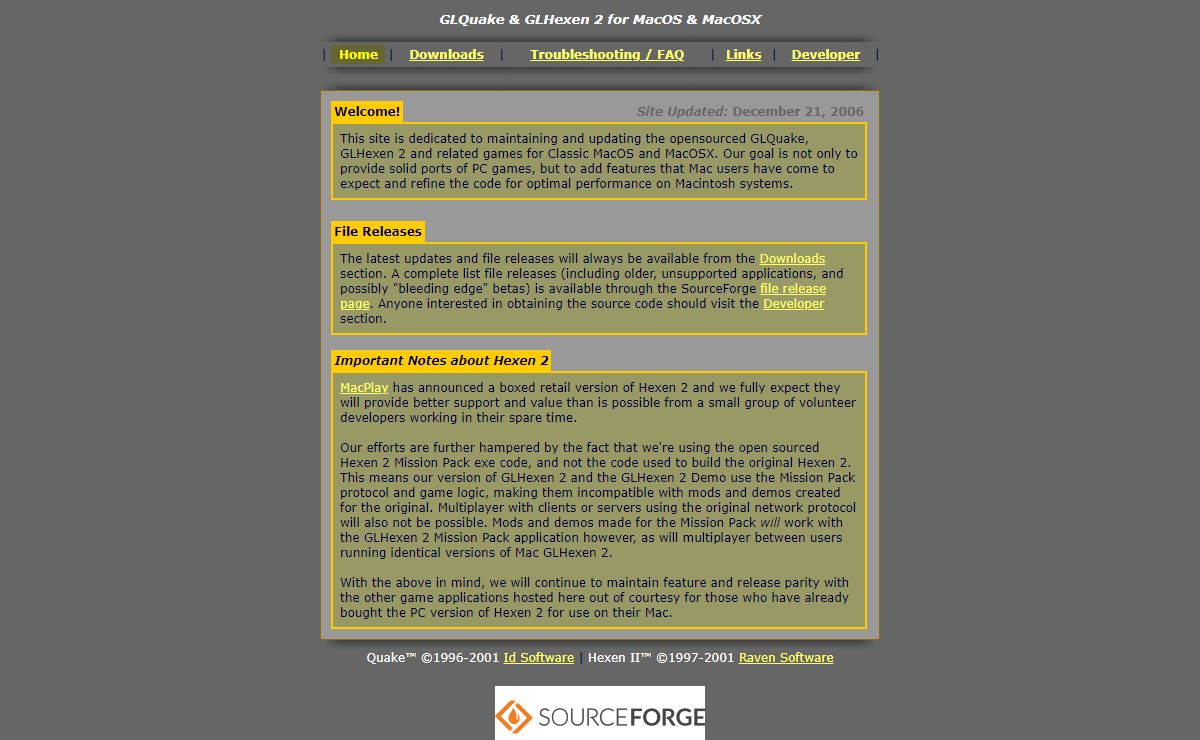 GLQuake & GLHexen 2 for MacOS - Home
