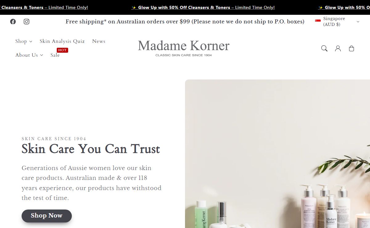 Madame Korner - Classic Skin care since 1904 - Australian Made