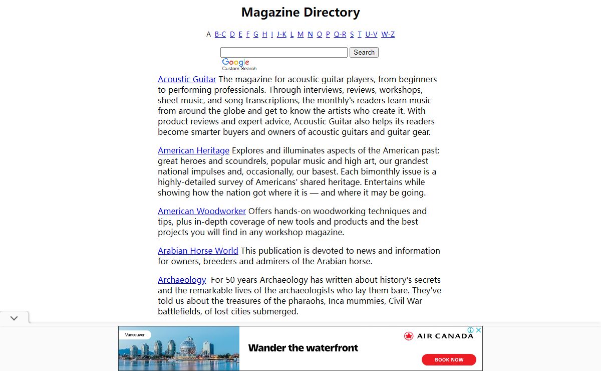 Magazine Directory - Magazines Online