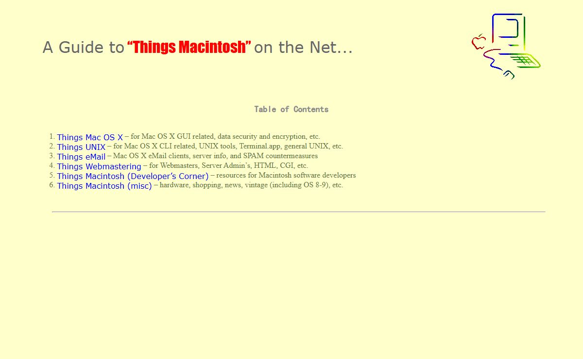 Things Macintosh Table of Contents