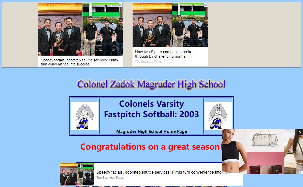 Magruder Colonels Varsity Fastpitch Softball
