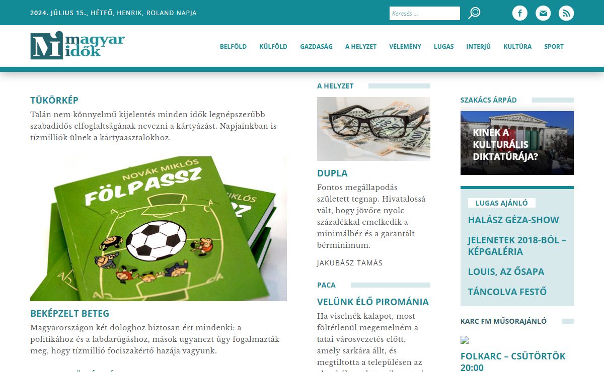 Magyar Idők | konzervatív közéleti portál
