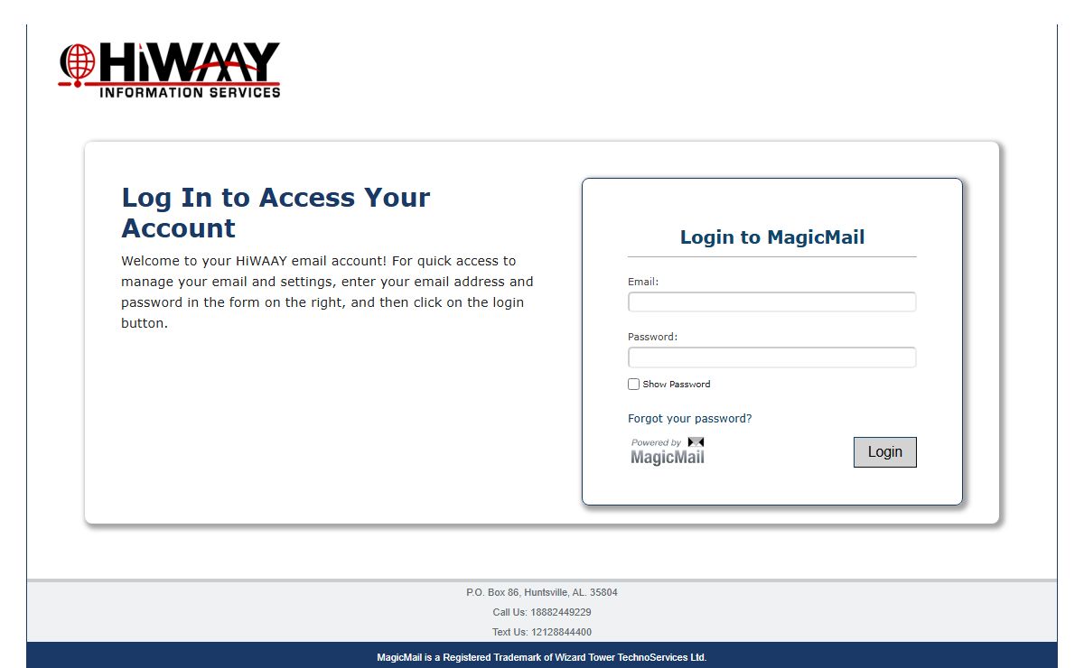 MagicMail Server: Login Page