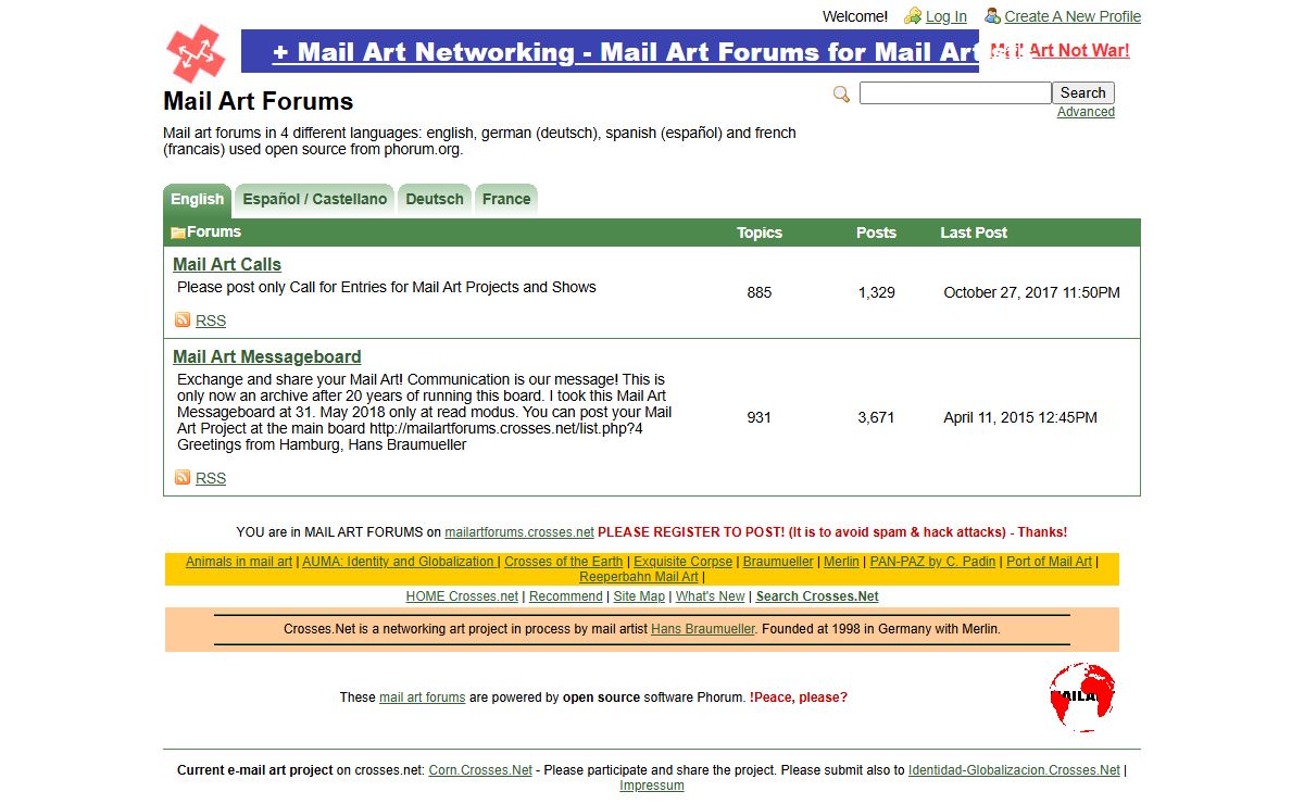 Mail Art Forums at Crosses.Net Projects