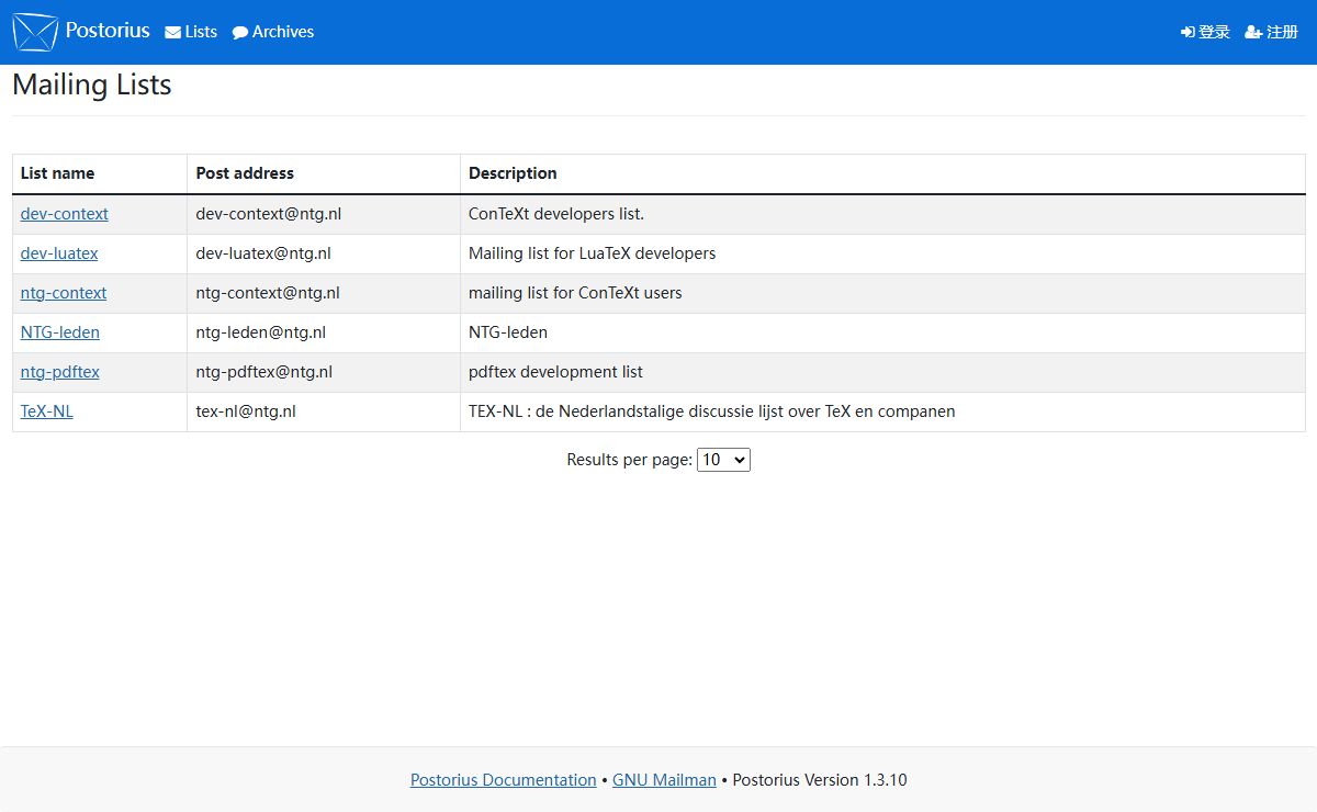 List Index - NTG Mailing Lists