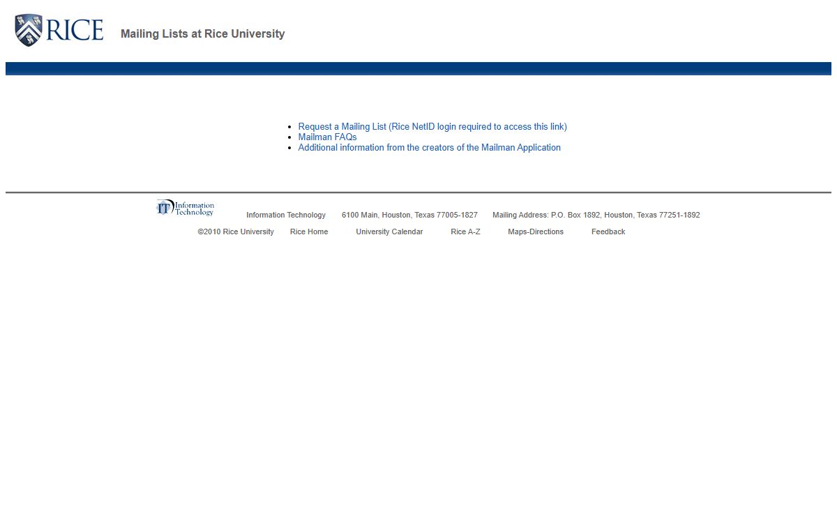 Rice University Mailing Lists
