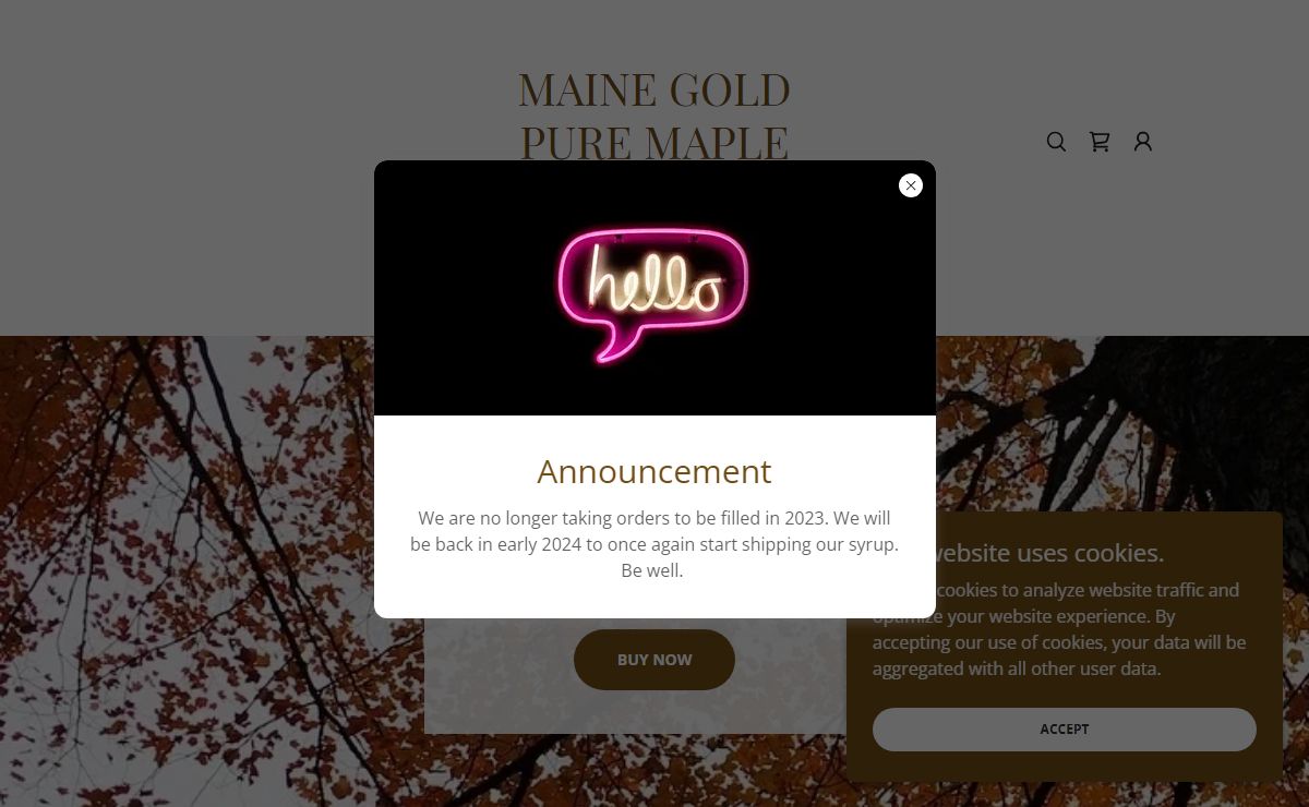 MAINE GOLD PURE MAPLE SYRUP