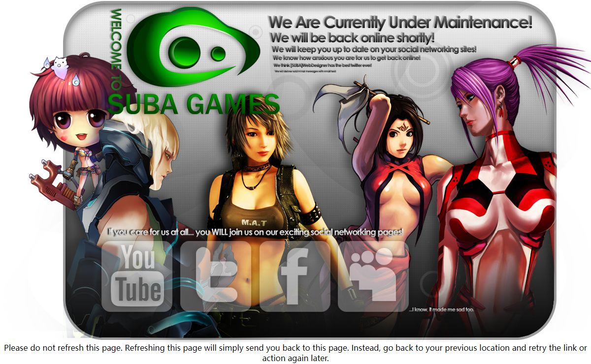 Suba Games is currently conducting maintenance
