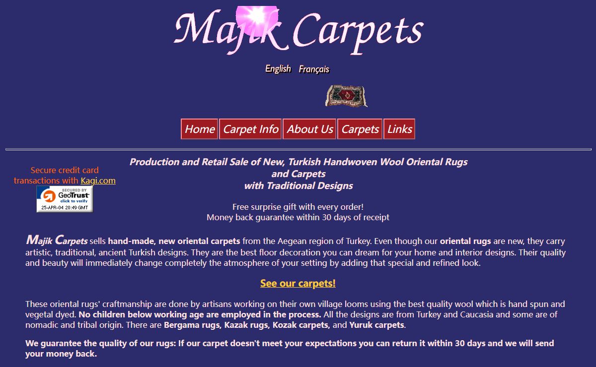 Majik Carpets, New Hand Made Oriental Rugs and Carpets from Turkey