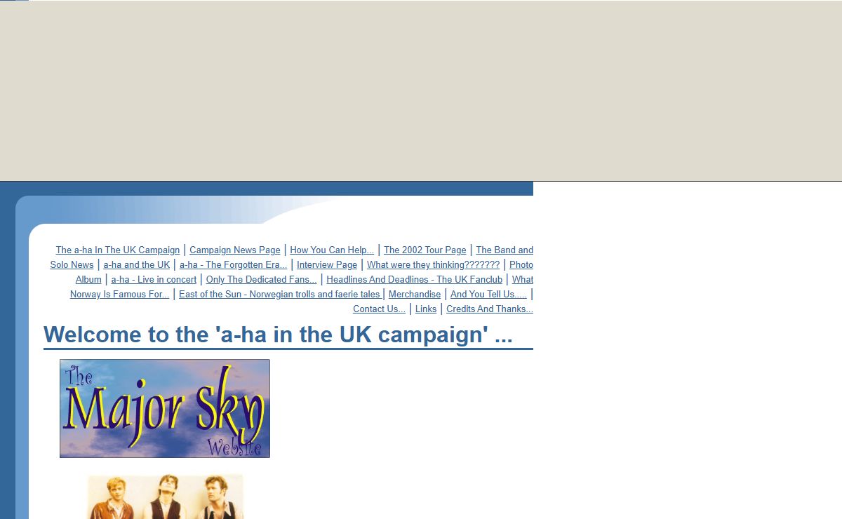 Welcome to the 'a-ha in the UK campaign' ...