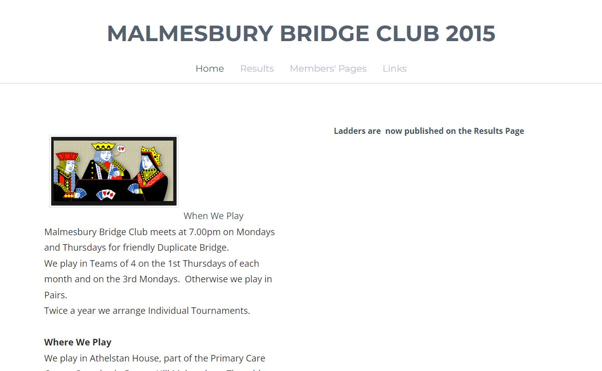 Malmesbury Bridge Club 2015 - Home 2014