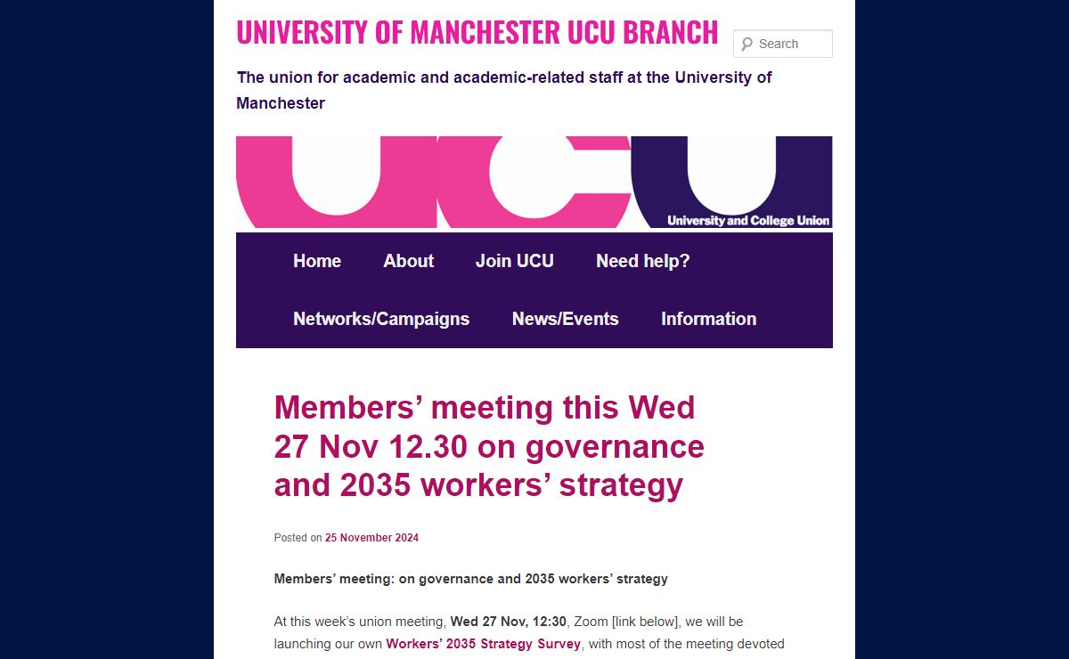 University of Manchester UCU branch | The union for academic and academic-related staff at the University of Manchester