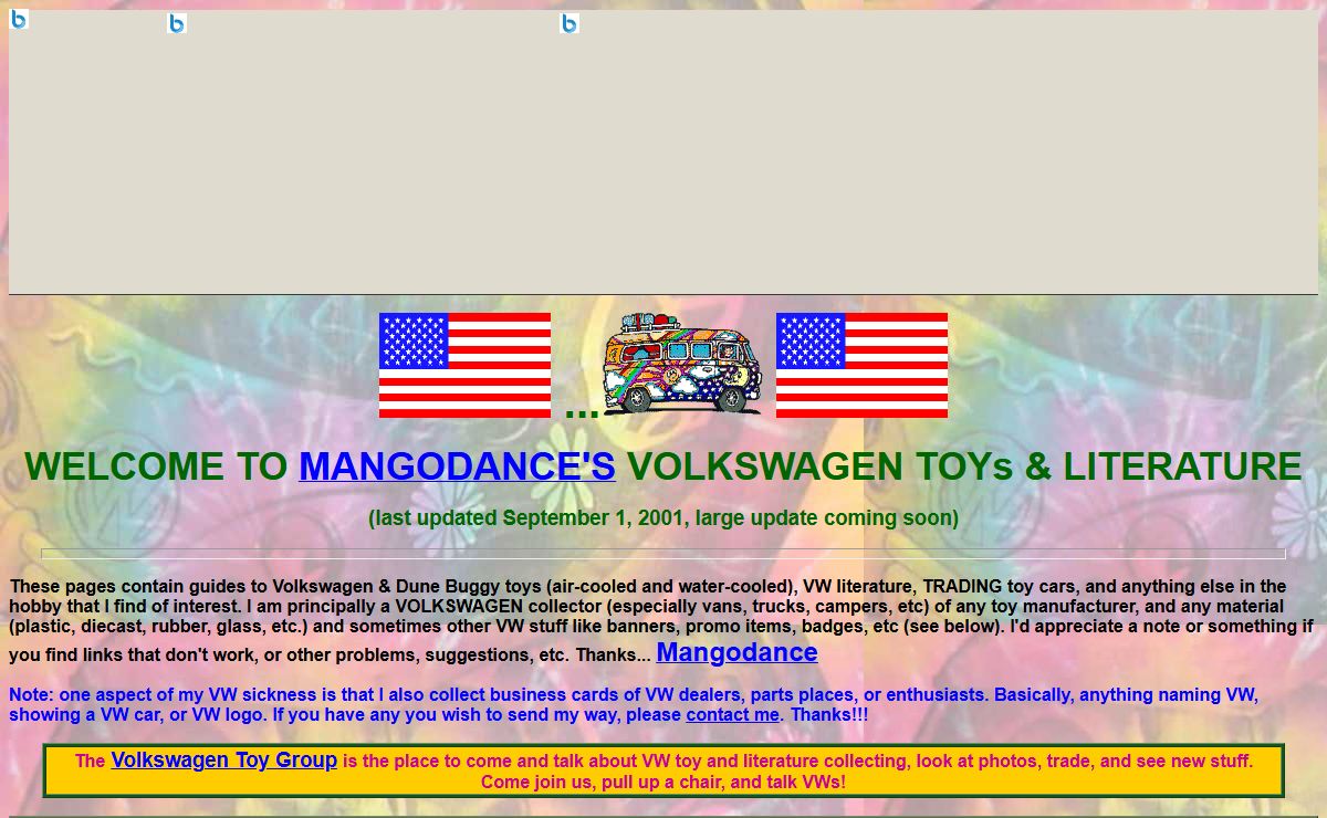 Mangodance's Volkswagen Toy and Literature Site