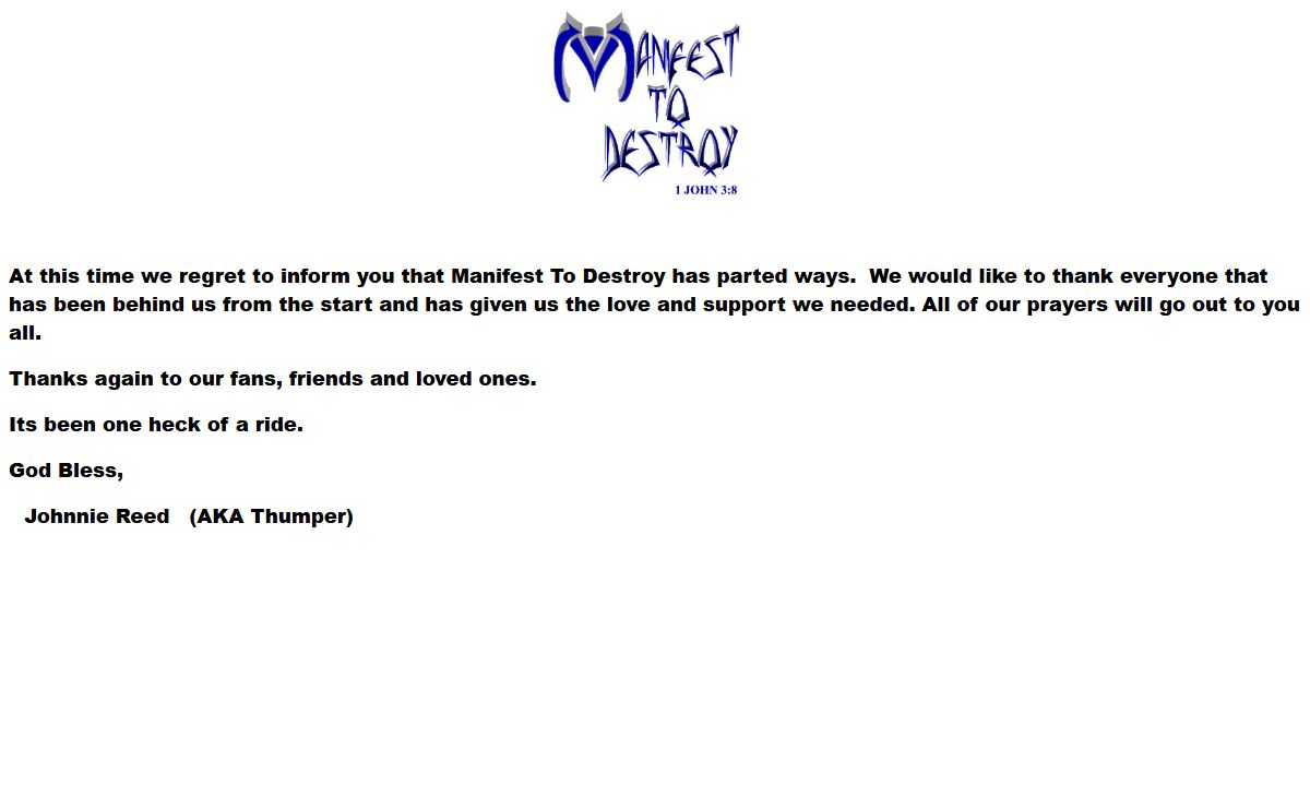 Manifest To Destroy
