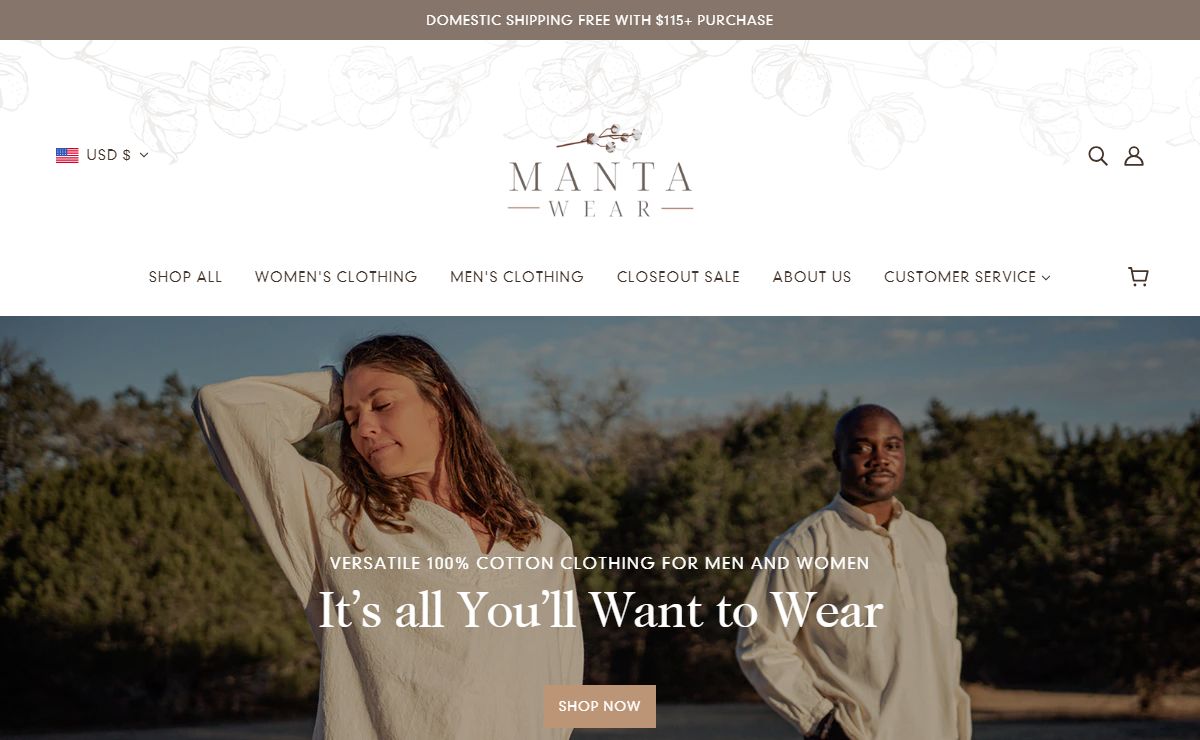 100% cotton casual clothing for men + women | Manta Wear