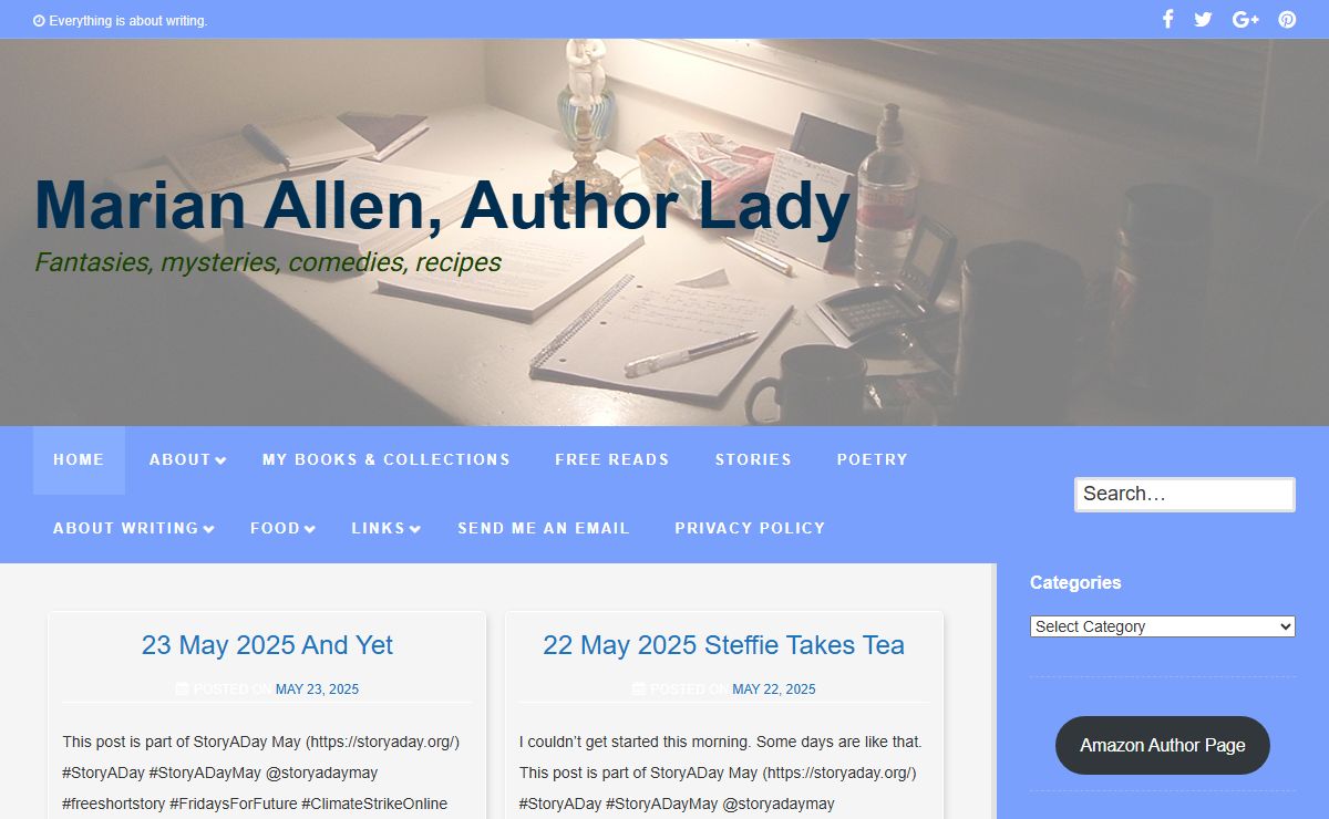 Marian Allen, Author Lady – Fantasies, mysteries, comedies, recipes