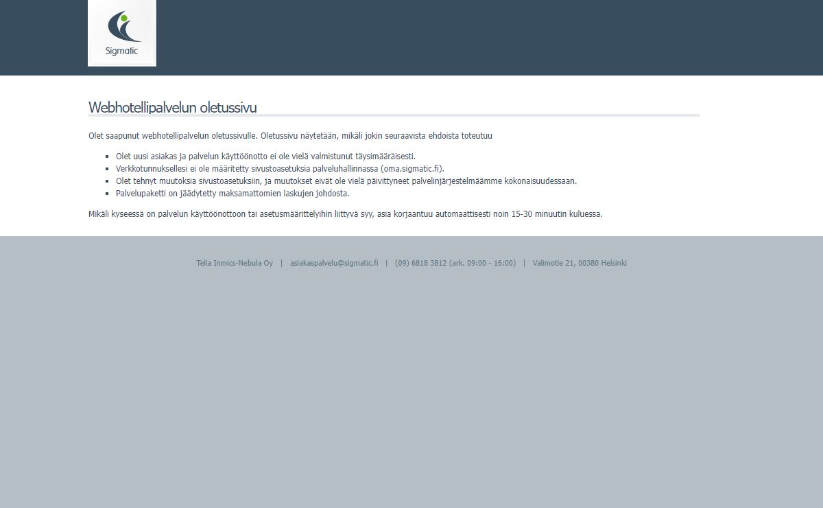 Webhotellipalvelun oletussivu