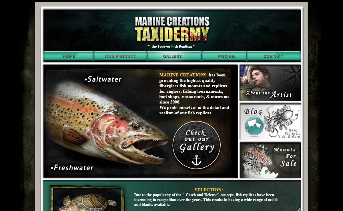 Marine Creations Taxidermy Home of the forever Fish Replicas Mounts