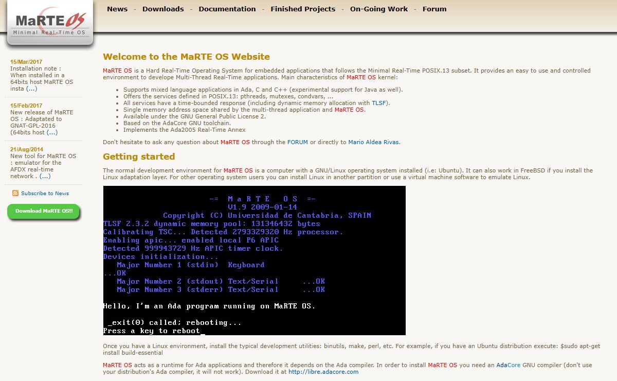 MaRTE OS Home Page