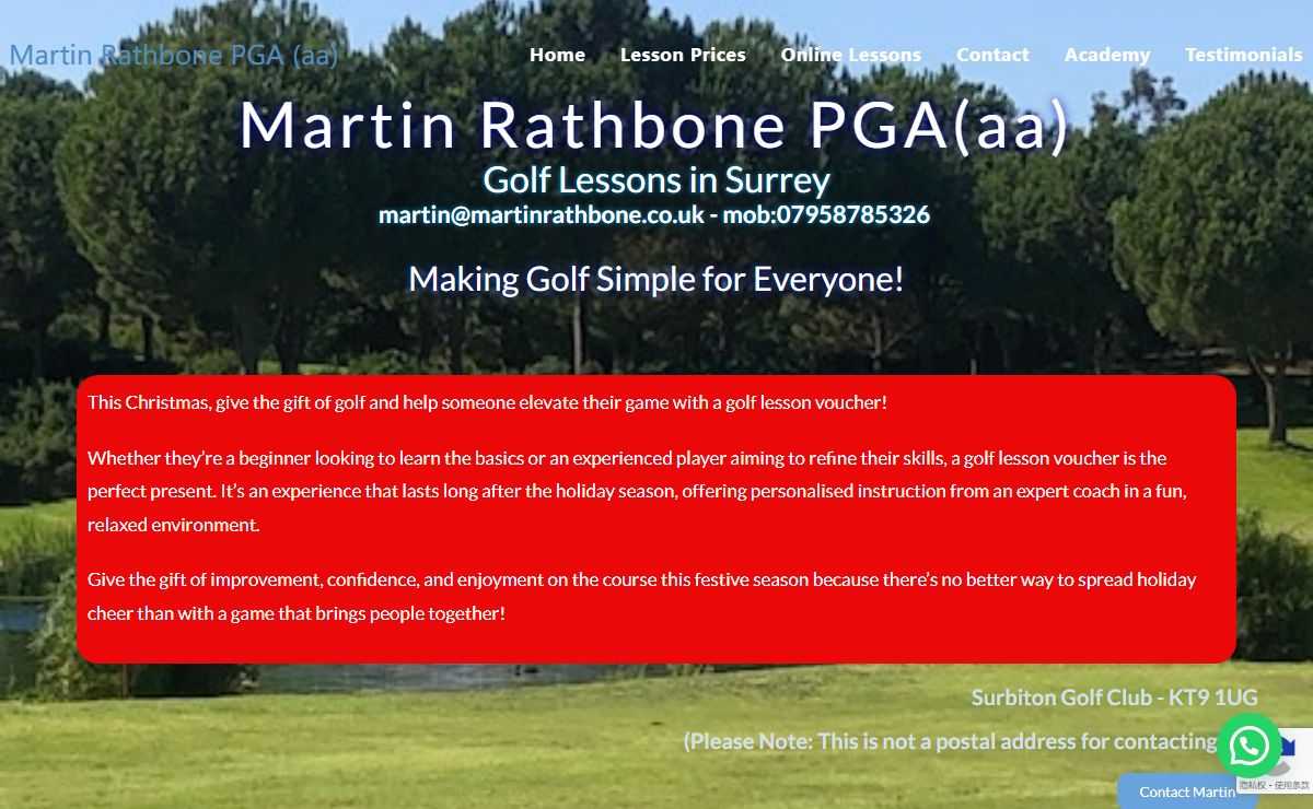 Golf Lessons Surrey with Martin Rathbone PGA (aa) - Golf Lessons Surbiton