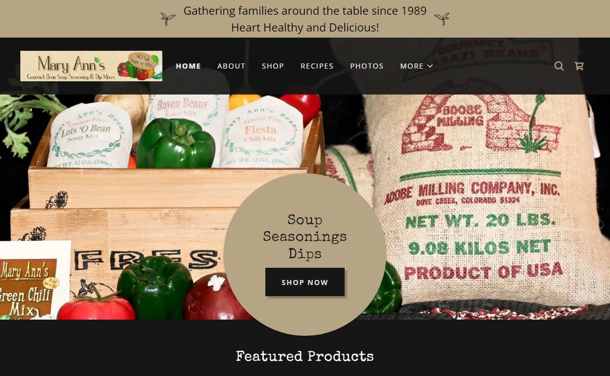 Mary Ann's Beans - Soups and Dips, Seasonings