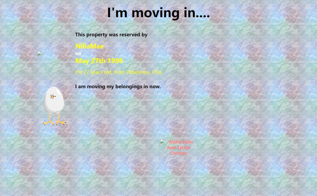 I'm moving in....