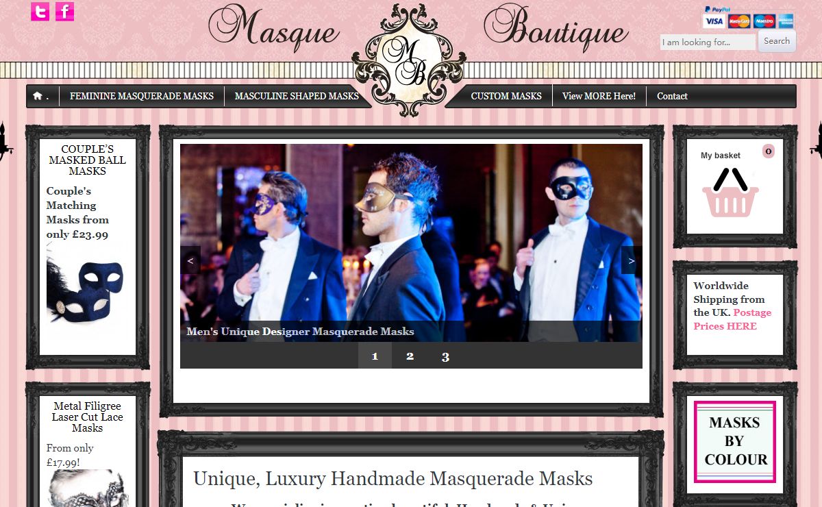 Luxury Handmade Venetian & Masquerade Masks for your Masked Ball