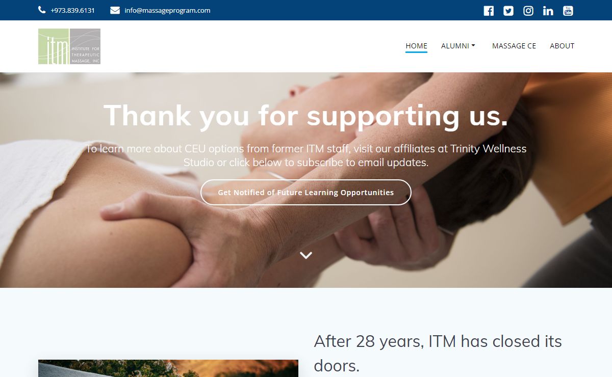 Institute for Therapeutic Massage - NJ Massage School - Institute for Therapeutic Massage - a New Jersey Massage Therapy & Personal Trainer School