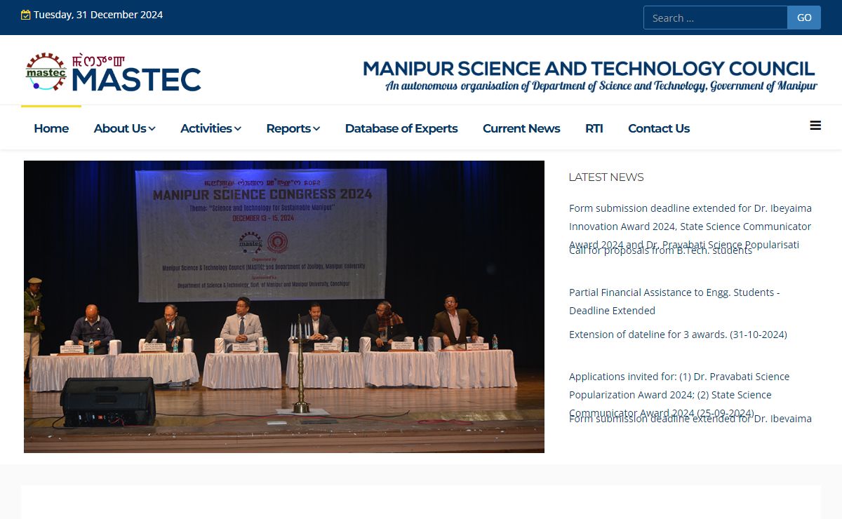 Welcome to the Official website of Manipur Science and Technology Council. - Manipur Science and Technology Council (MASTEC)