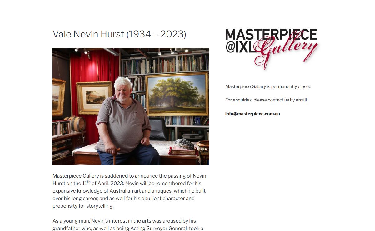 Masterpiece Fine Art Gallery – Specialists in Fine Australian Art. Established 1975