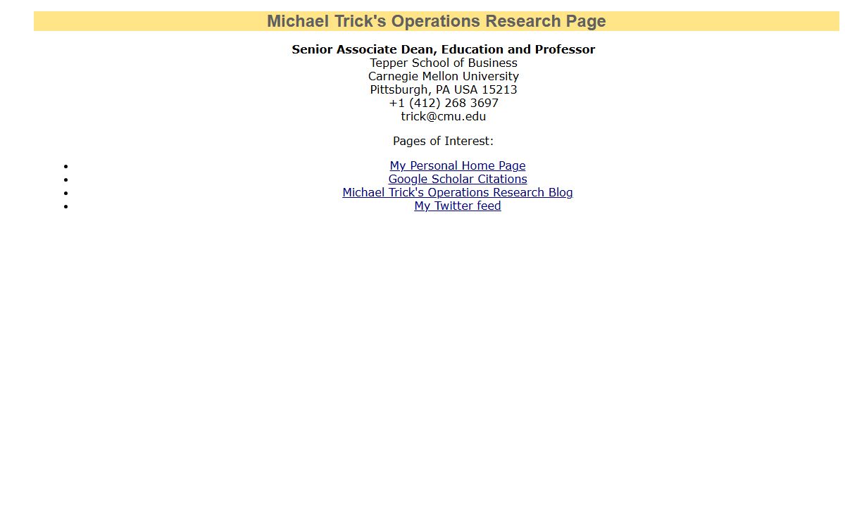 Michael Trick's Operations Research Page