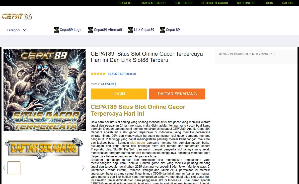 CEPAT89: Situs Slot Online Gacor Terpercaya Hari Ini Dan Link Slot88 Terbaru