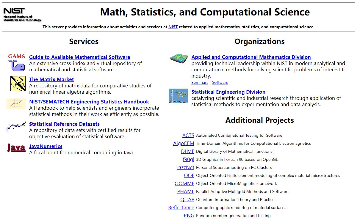 Mathematics, Statistics and Computational Science at NIST