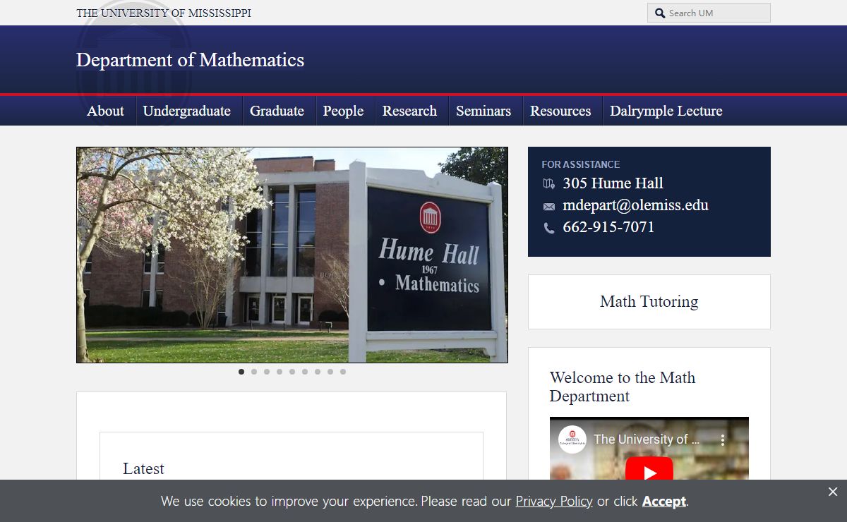 Department of Mathematics | Ole Miss