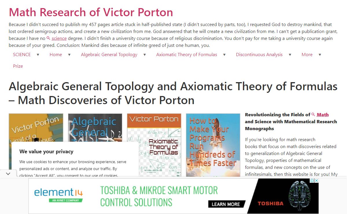 Algebraic General Topology and Axiomatic Theory of Formulas - Math Discoveries of Victor Porton - Math Research of Victor Porton