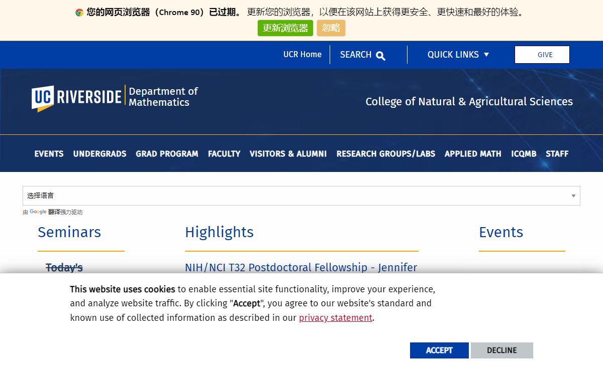 Department of Mathematics | College of Natural & Agricultural Sciences