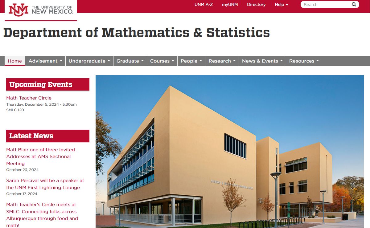The Department of Mathematics & Statistics | Department of Mathematics & Statistics