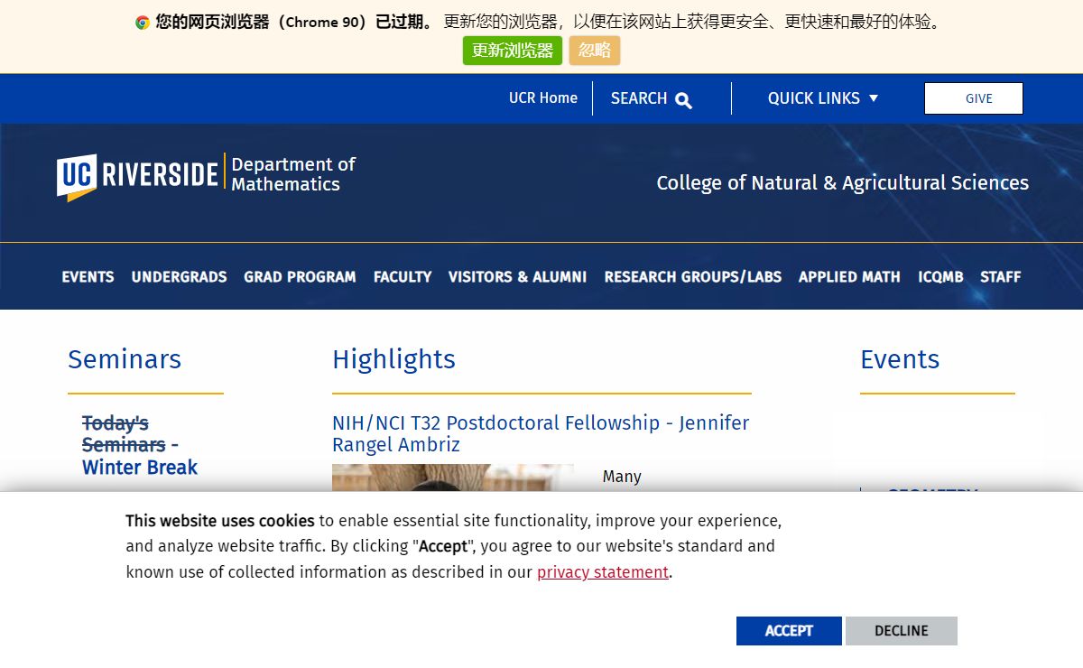 Department of Mathematics | College of Natural & Agricultural Sciences
