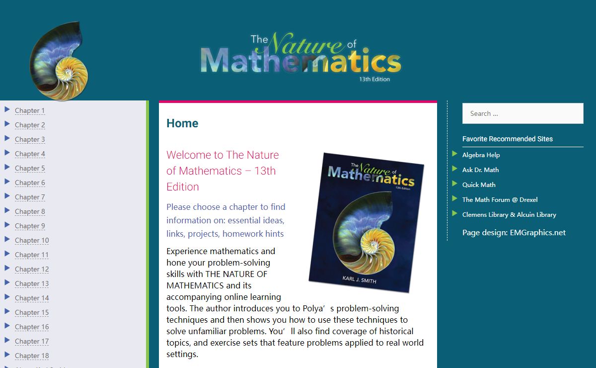 Home - The Nature of Mathematics - 13th Edition