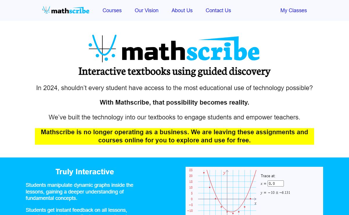 Mathscribe - Interactive Textbooks using Guided Discovery
